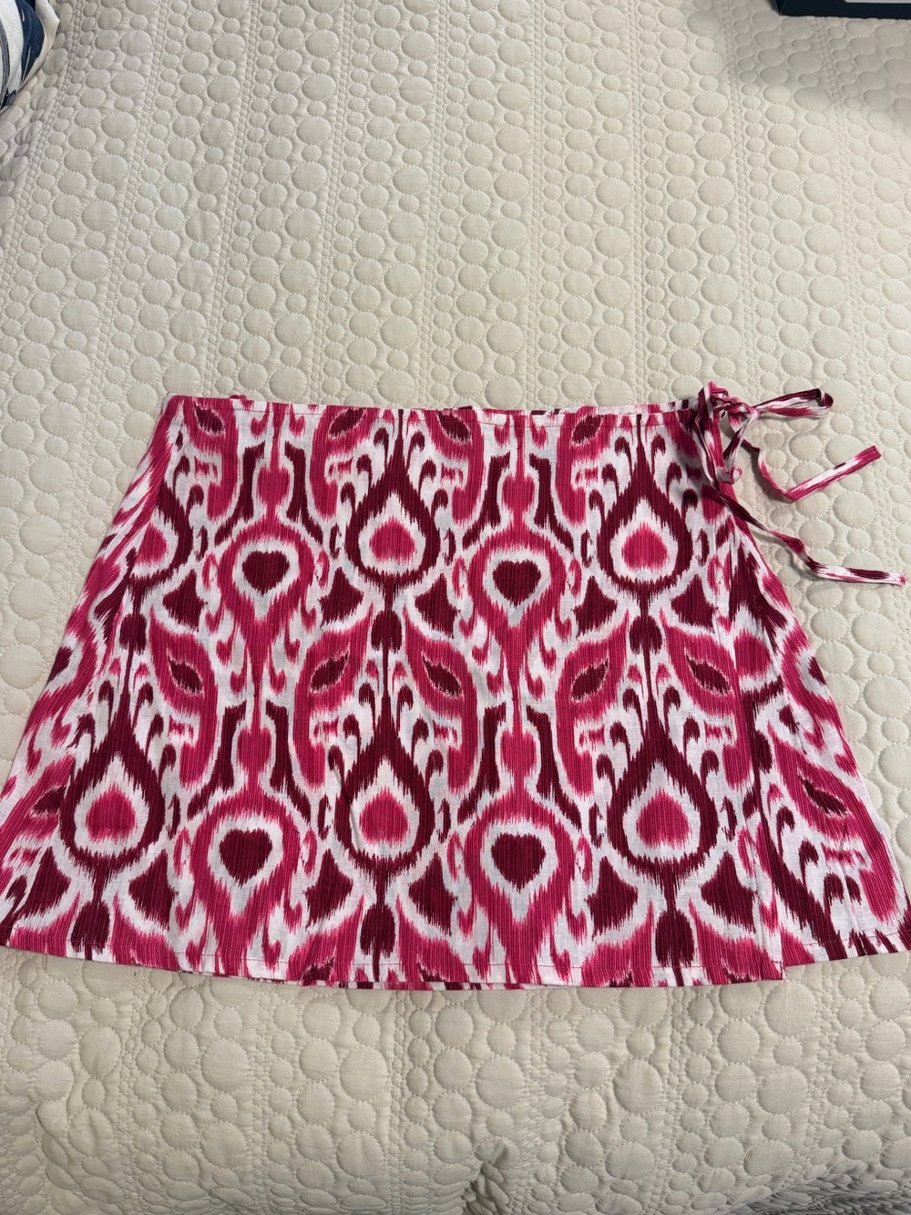 LOFT NWT Pink Ikat Print cotton linen Wrap skirt- size Large